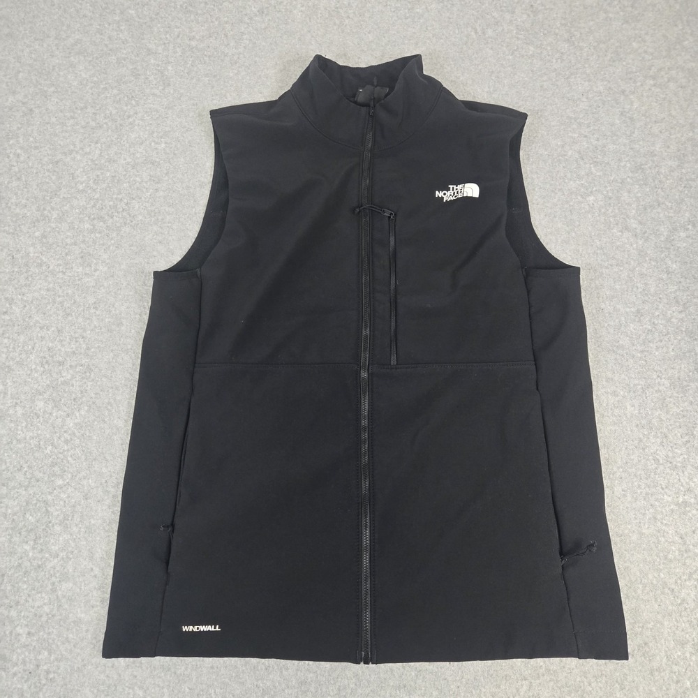 The North Face WindWall Softshell Vest Mens Medium Black Full Zip Windproof